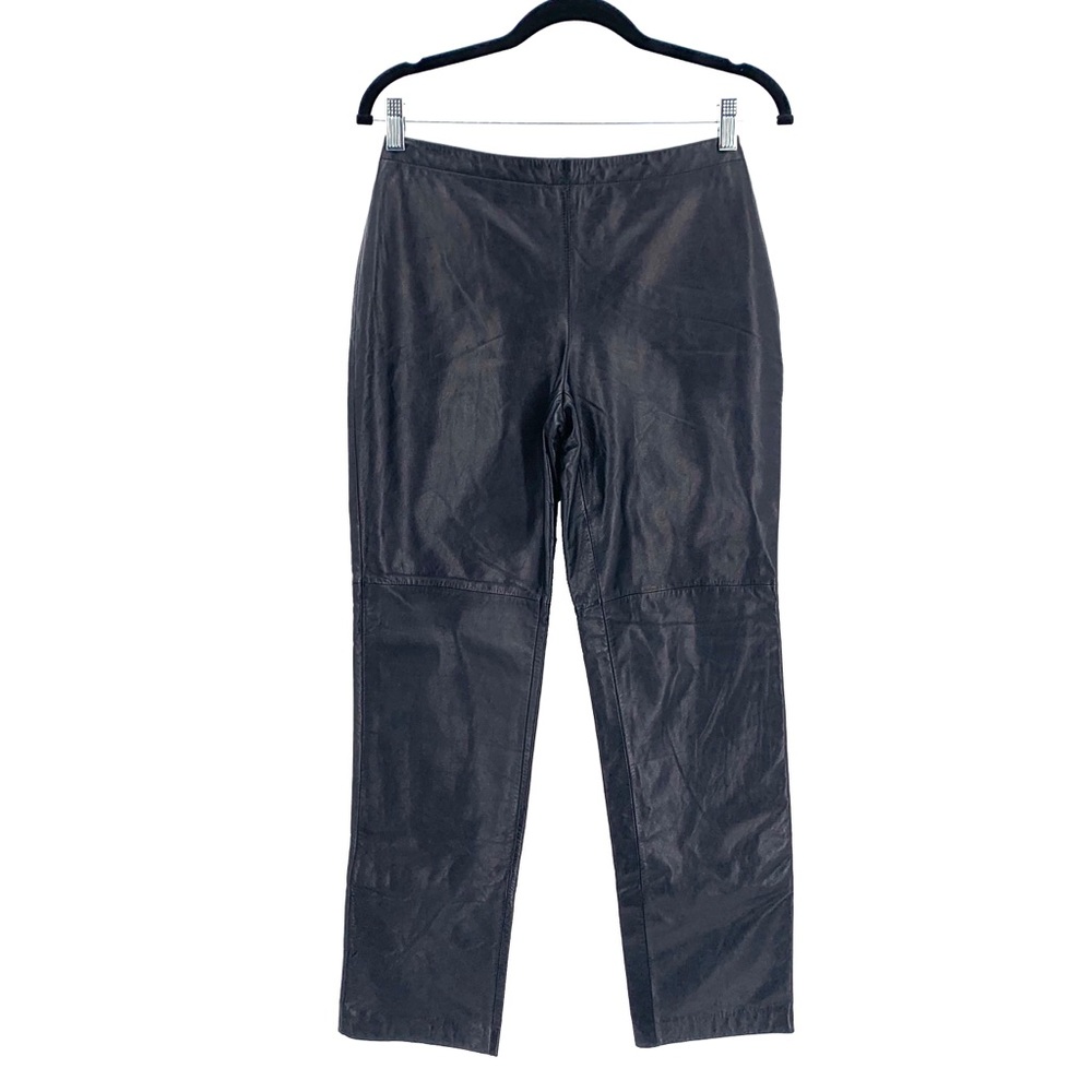 Ann Taylor Petite 100% Super Soft Black Leather Pants Size 6P